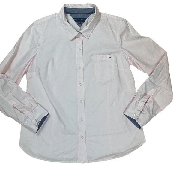Tommy Hilfiger Button Up Shirt Ballerina Pink Women’s Large NWOT - Picture 3 of 10